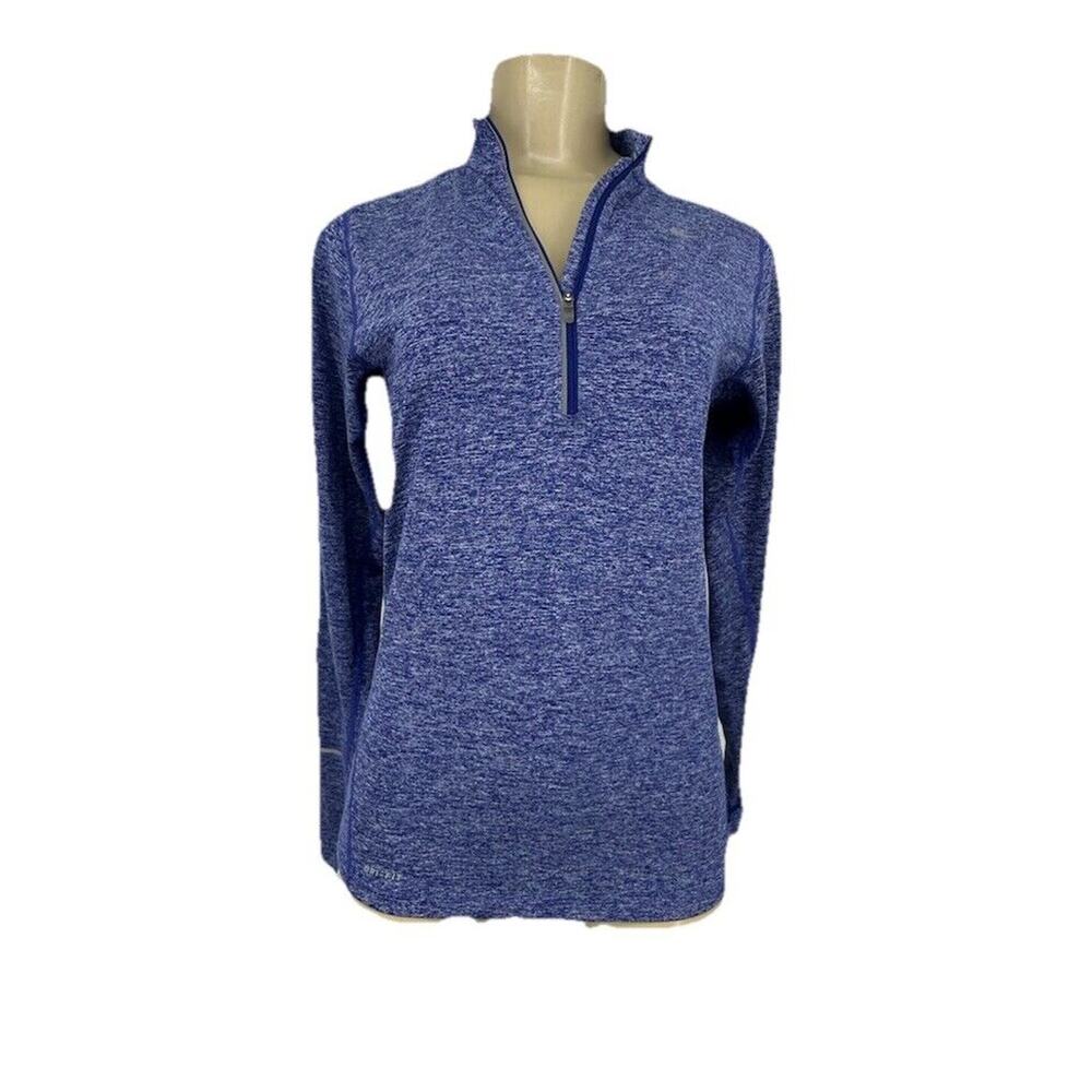 Nike Running XS Women 1/4 ZIP Highneck Long Sleeve T-shirt Top Blue D16